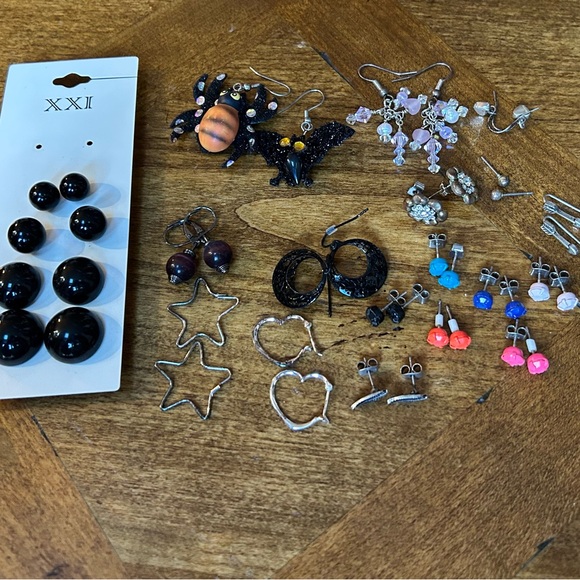 Assorted Earrings Set with Black, Silver, and Colorful Designs - Picture 1 of 10
